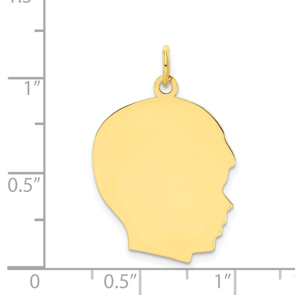 10K Plain Large .013 Gauge Facing Right 20x23mm Engravable Boy Head Charm