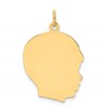 10K Plain Large .013 Gauge Facing Right 20x23mm Engravable Boy Head Charm