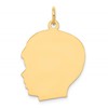 10K Plain Large .013 Gauge Facing Left 20x23mm Engravable Boy Head Charm