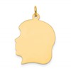 10K Plain Large .013 Gauge Facing Left 19x21mm Engravable Girl Head Charm