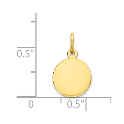 10K Plain .018 Gauge 9.5x9.5mm Circular Engravable Disc Charm