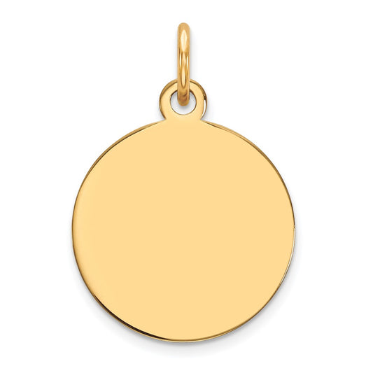 10K Plain .018 Gauge 12.75x12.75mm Circular Engravable Disc Charm