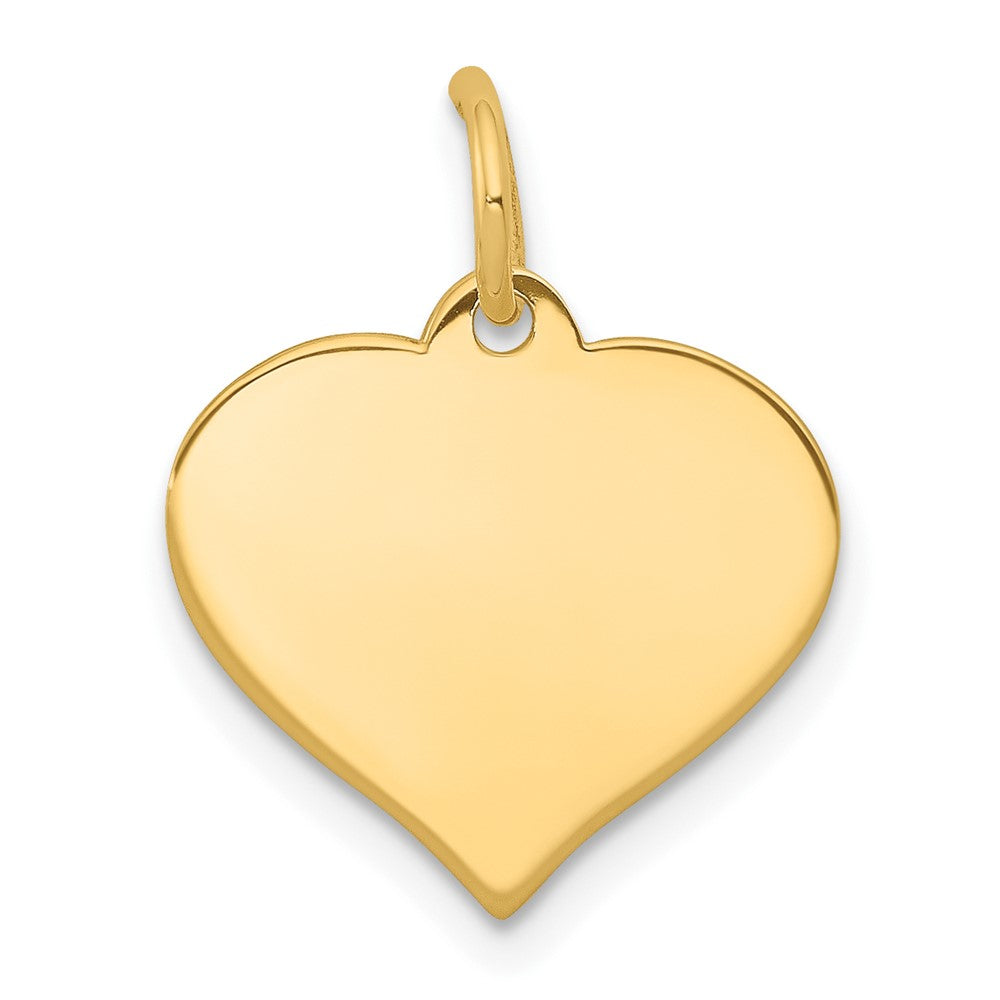 10k Plain .013 Gauge 14.5x12.6mm Heart Disc Charm