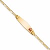 10k Medical Solid Chain/Solid Plate 26x7mm Soft Diamond Shape Off-Center Red Enamel Figaro Link 8 inch ID Bracelet