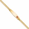 10k Medical Solid Chain/Solid Plate 26x7mm Soft Diamond Shape Off-Center Red Enamel Curb Link 8 inch ID Bracelet