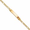 10k Medical Semi-Solid Chain/Solid Plate 26x5mm Off-Center Red Enamel Figaro Link 7 inch ID Bracelet