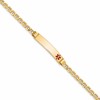 10k Medical Semi-Solid Chain/Solid Plate 26x5mm Off-Center Red Enamel Anchor Link 7 inch ID Bracelet