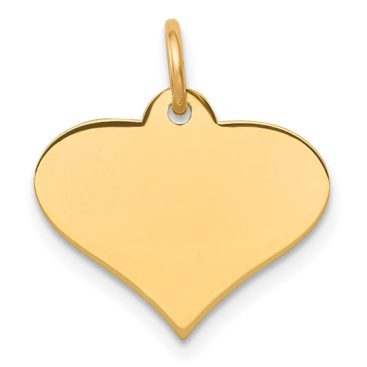 10k Plain .013 Gauge 18.5x13.8mm Engraveable Heart Disc Charm