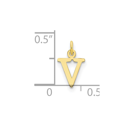 10k Cut-out Letter V Initial Charm
