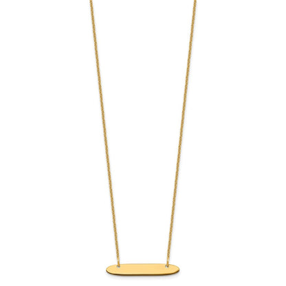 10k  Yellow Gold Small Oblong Blank Bar Necklace
