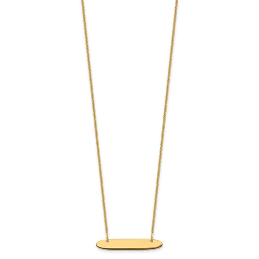 10k  Yellow Gold Small Oblong Blank Bar Necklace