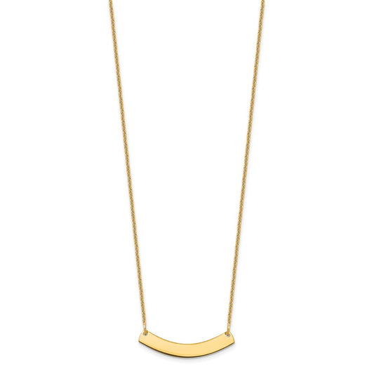 10k Yellow Gold Small Curved Blank Bar Necklace