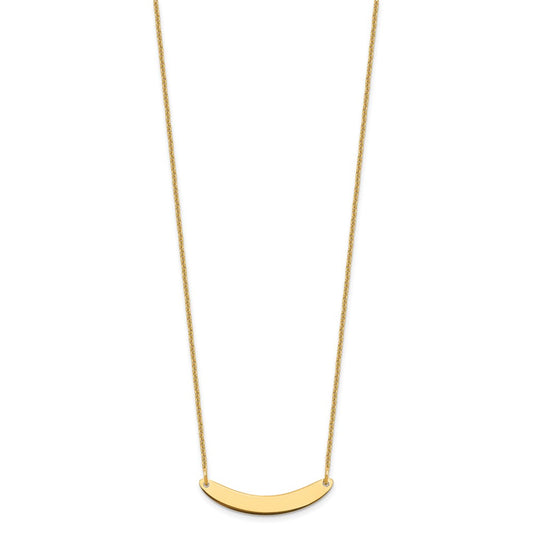 10k Yellow Gold Small Curved Blank Bar Necklace