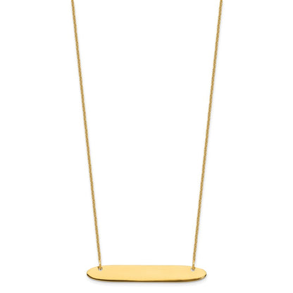 10k Yellow Gold Medium Oblong Blank Bar Necklace
