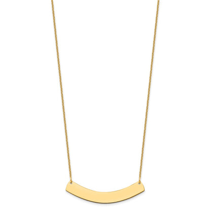 10k Yellow Gold Medium Curved Blank Bar Necklace