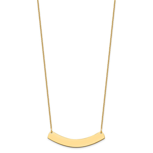 10k Yellow Gold Medium Curved Blank Bar Necklace