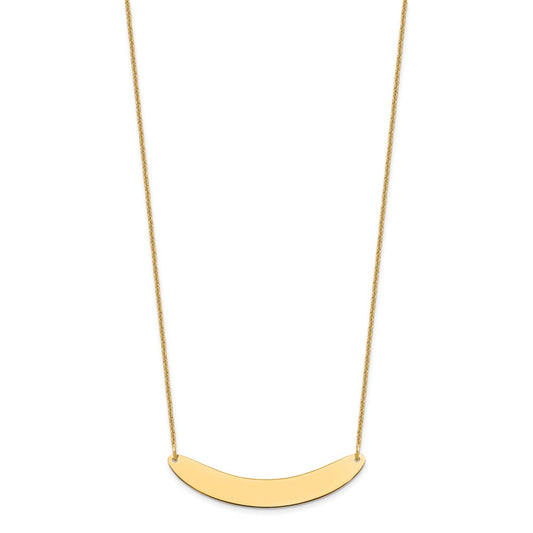 10k Yellow Gold Medium Curved Blank Bar Necklace