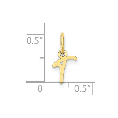 10k Upper Case Script Letter T Initial Charm