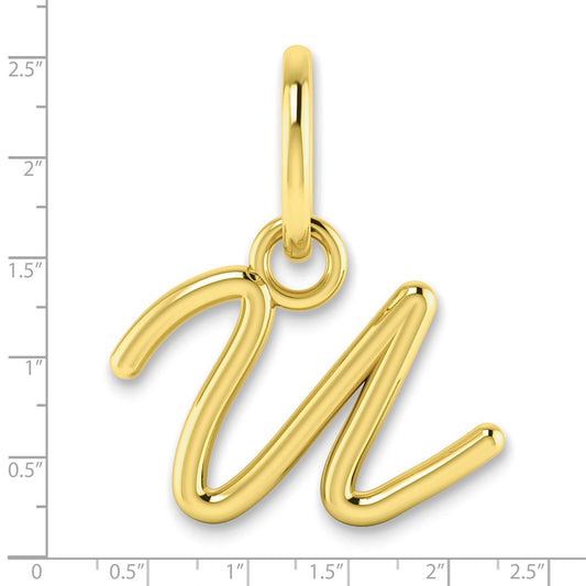 10k Upper Case Script Letter U Initial Charm