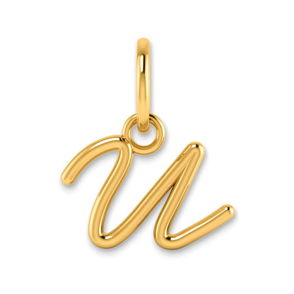 10k Upper Case Script Letter U Initial Charm