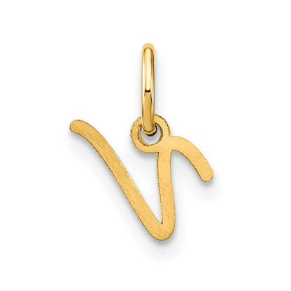 10k Upper Case Script Letter V Initial Charm