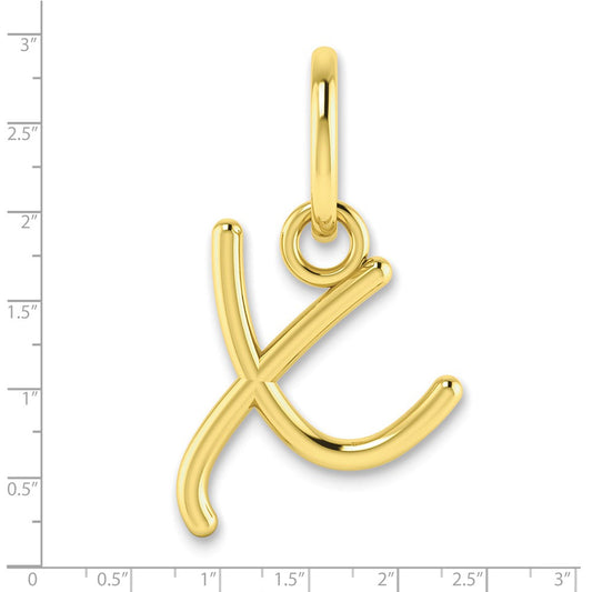 10k Upper Case Script Letter X Initial Charm