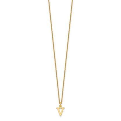 10k Cut-out Letter V Initial 18 inch Necklace