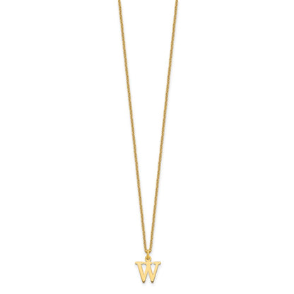 10k Cut-out Letter W Initial 18 inch Necklace