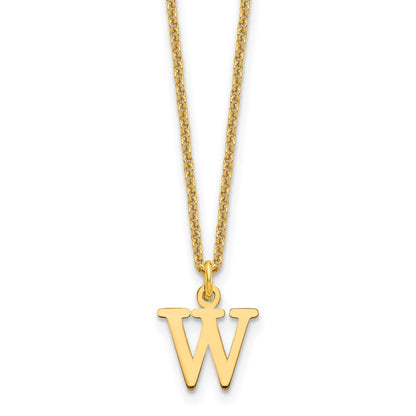 10k Cut-out Letter W Initial 18 inch Necklace