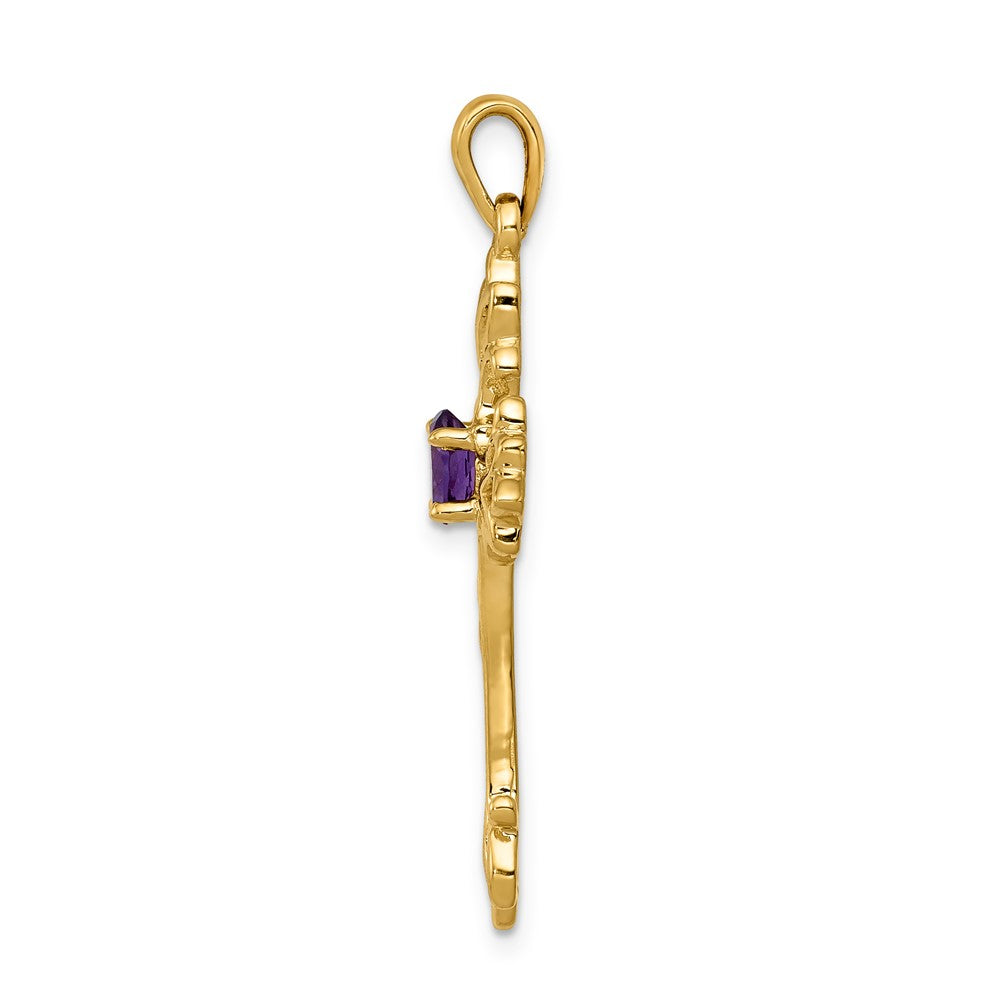 10K 5x3 Oval Amethyst Fancy Cross Pendant