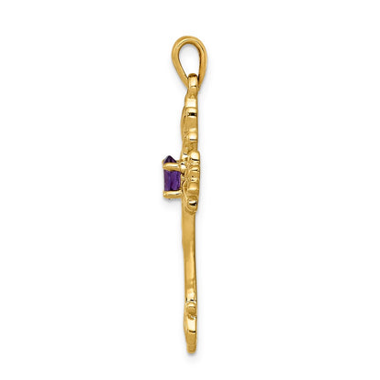 10K 5x3 Oval Amethyst Fancy Cross Pendant