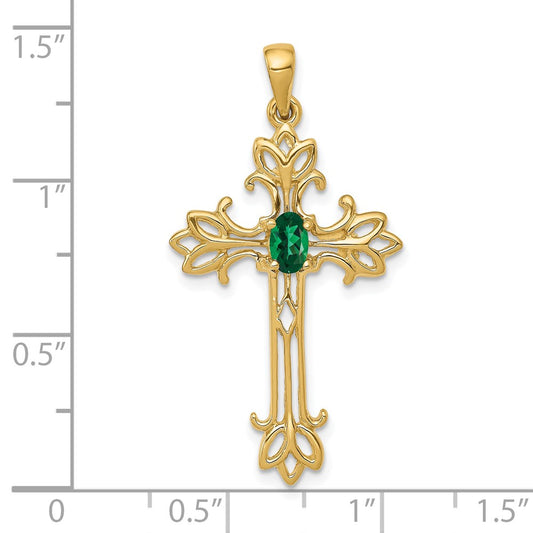 10k 5x3mm Oval Mount St. Helens Fancy Cross Pendant