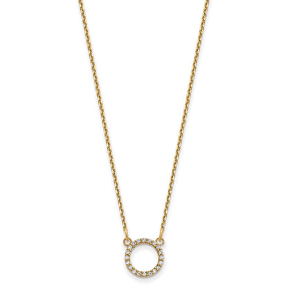 10k 1/15 carat Diamond Open Circle 18 inch Necklace