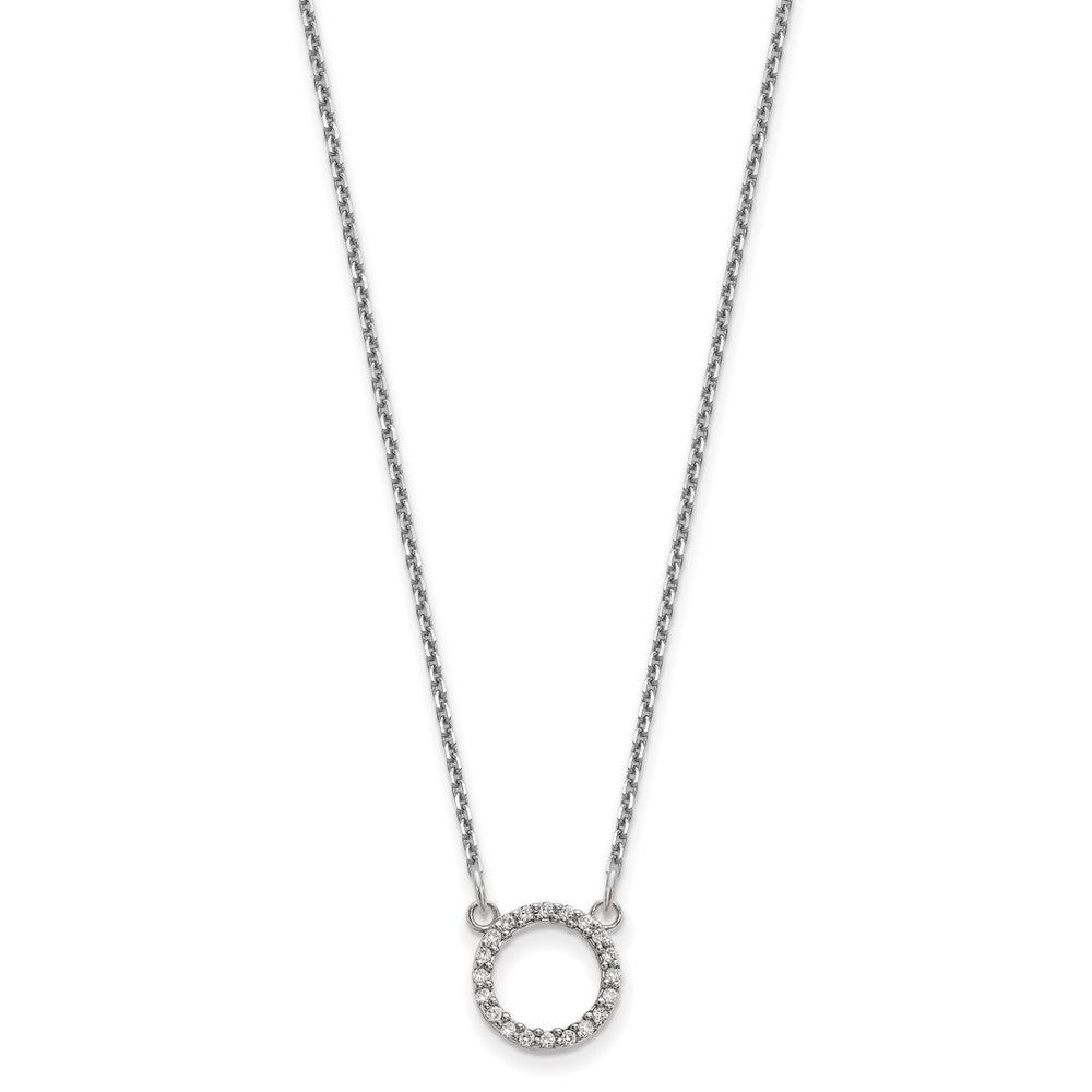 10k White Gold 1/15 carat Diamond Open Circle 18 inch Necklace