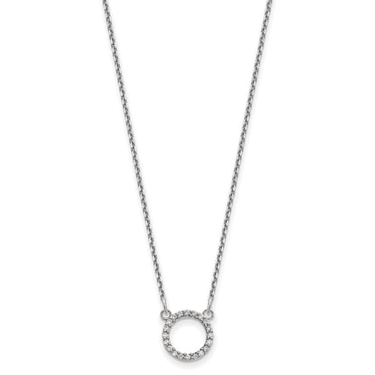 10k White Gold 1/15 carat Diamond Open Circle 18 inch Necklace
