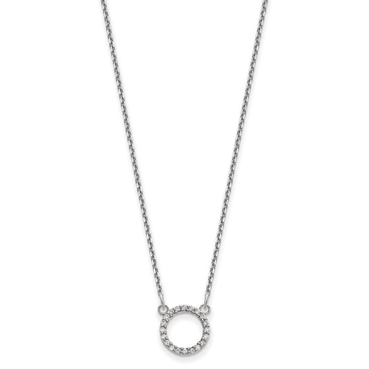 10k White Gold 1/15 carat Diamond Open Circle 18 inch Necklace