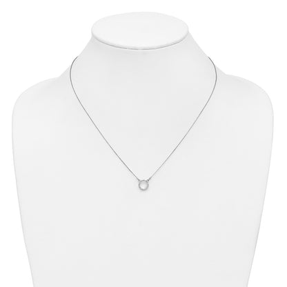 10k White Gold 1/15 carat Diamond Open Circle 18 inch Necklace
