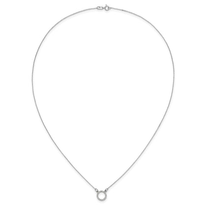 10k White Gold 1/15 carat Diamond Open Circle 18 inch Necklace