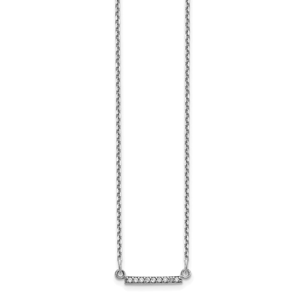10k White Gold 1/20 carat Diamond Tiny Bar 18 inch Necklace