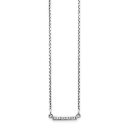 10k White Gold 1/20 carat Diamond Tiny Bar 18 inch Necklace