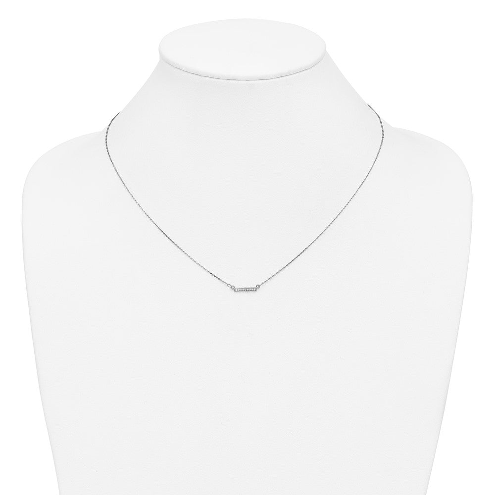 10k White Gold 1/20 carat Diamond Tiny Bar 18 inch Necklace