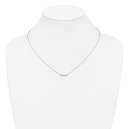10k White Gold 1/20 carat Diamond Tiny Bar 18 inch Necklace