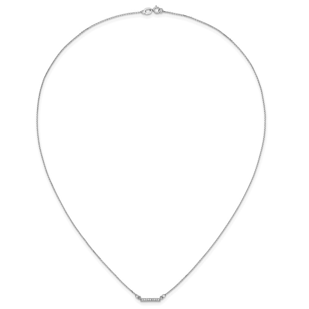 10k White Gold 1/20 carat Diamond Tiny Bar 18 inch Necklace