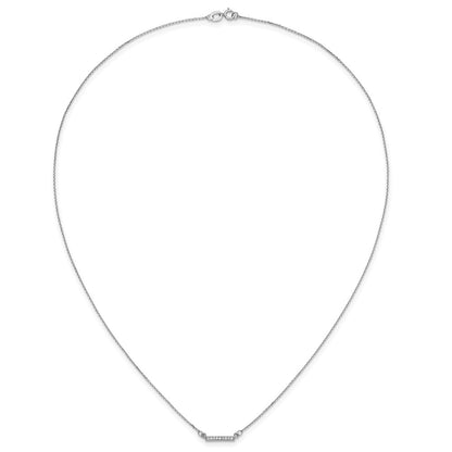 10k White Gold 1/20 carat Diamond Tiny Bar 18 inch Necklace