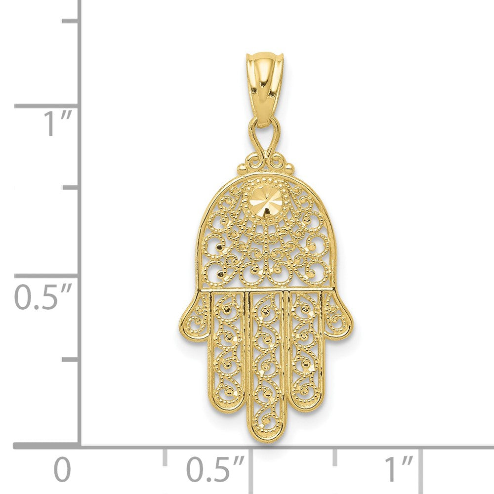 10k Filigree Hamsa / Hand of God Pendant