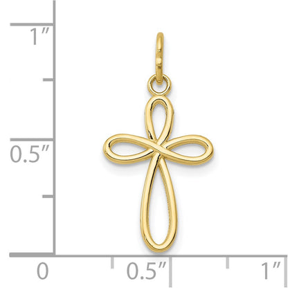 10k Polished Small Ribbon Cross Pendant