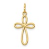 10k Polished Small Ribbon Cross Pendant