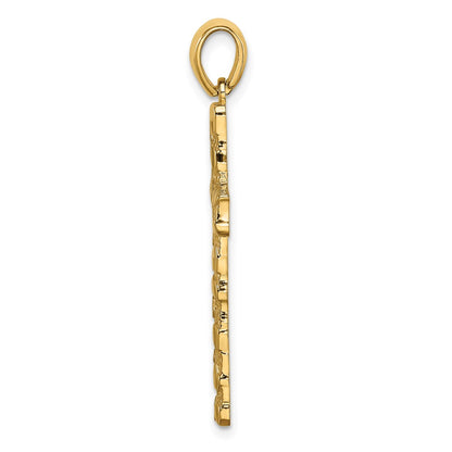 10K Nugget Cross Pendant