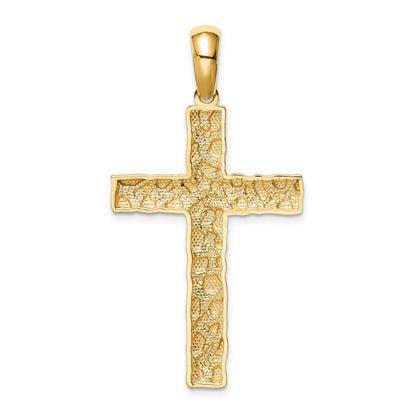 10K Large Nugget Cross Pendant