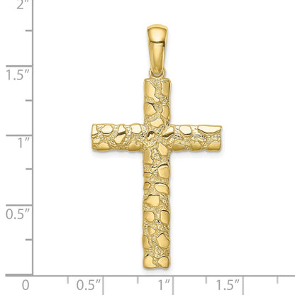 10K Large Nugget Cross Pendant